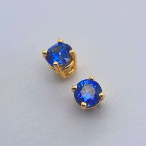 SOLD Sapphire Stud Earrings in 14k yellow gold, .33 carats, 3.4MM
